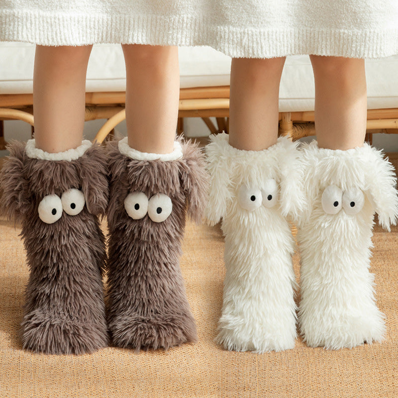 💗LETZTER TAG DES SALE – 50 % RABATT⚡ÜBER 50.000 VERKAUFT💕Plüsch-Hausschuhe für Damen, Socken, Bodensocken, Winter, für zu Hause, dick, mit Fleece gefüttert, rutschfest, Plüsch-Schneesocken für Erwachsene, Schuhüberzüge