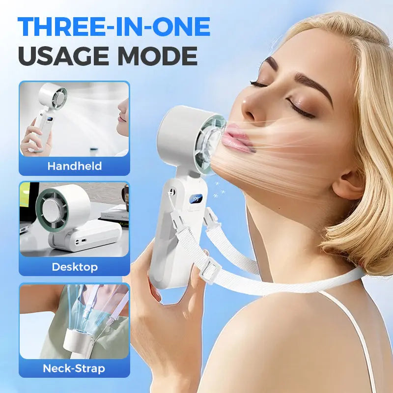 🌀【Drei-in-Eins-tragbarer Klimaanlagenventilator】—— ✨Nehmen Sie die kühle Brise überallhin mit, ❄️ mit einer Windkraft, die stark genug ist, um Ihre Haare tanzen zu lassen! 💨💃