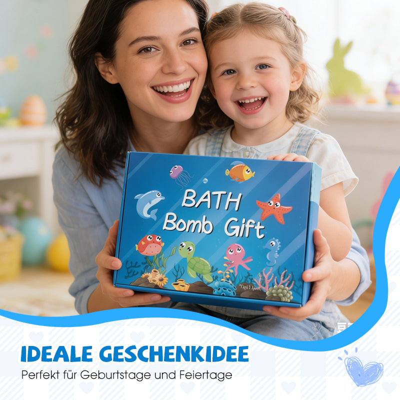 💥💥 Kostenloser Versand ab einem Artikel 🛁 [12-teiliges Geschenkset mit Badekugeln für Kinder 💙] – 12 Tage lang jeden Tag eine neue Überraschung aus der Unterwasserwelt! 🐳 🎁