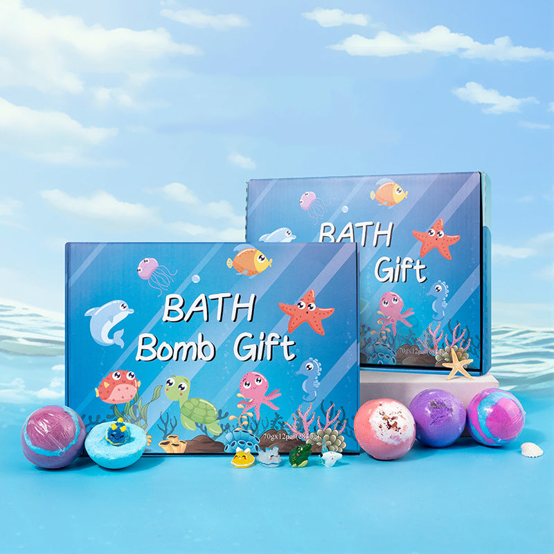 💥💥 Kostenloser Versand ab einem Artikel 🛁 [12-teiliges Geschenkset mit Badekugeln für Kinder 💙] – 12 Tage lang jeden Tag eine neue Überraschung aus der Unterwasserwelt! 🐳 🎁