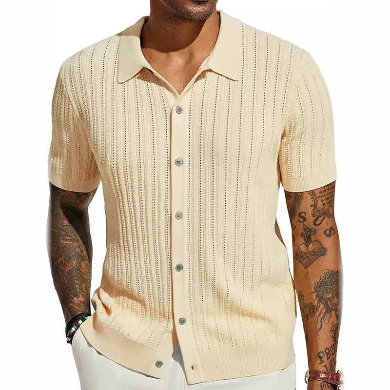 👕Kurzärmeliges Strickhemd mit Knöpfen für Herren💫