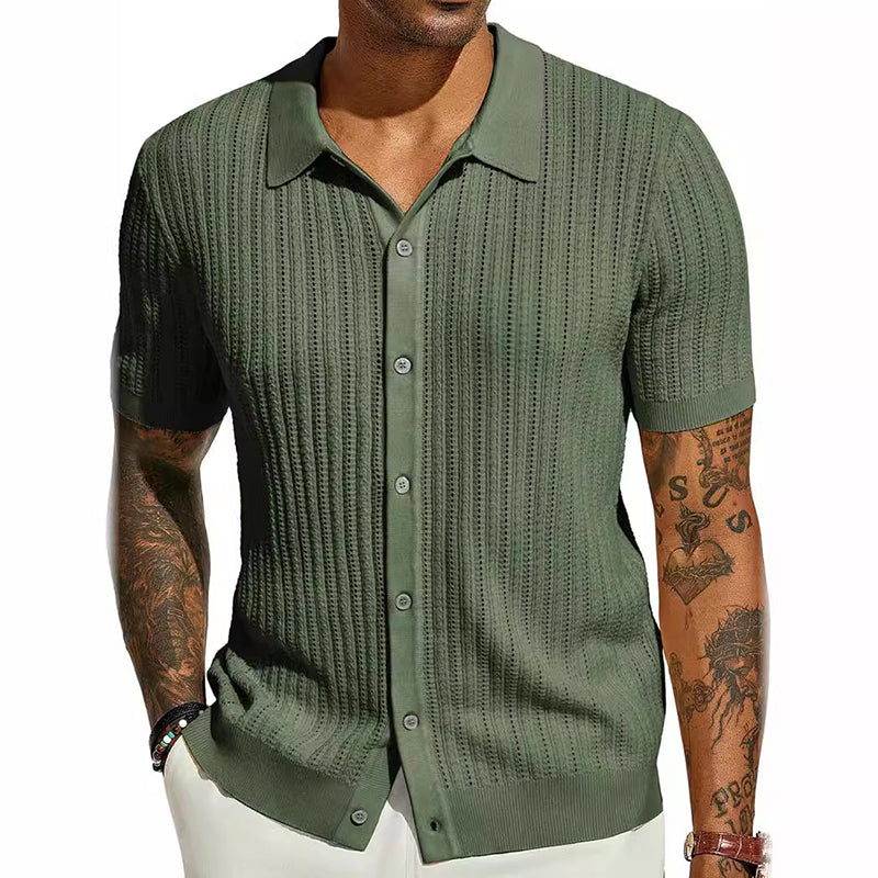 👕Kurzärmeliges Strickhemd mit Knöpfen für Herren💫