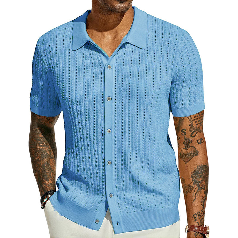 👕Kurzärmeliges Strickhemd mit Knöpfen für Herren💫