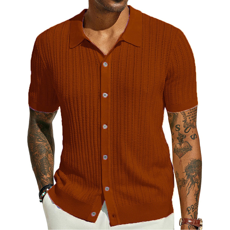 👕Kurzärmeliges Strickhemd mit Knöpfen für Herren💫
