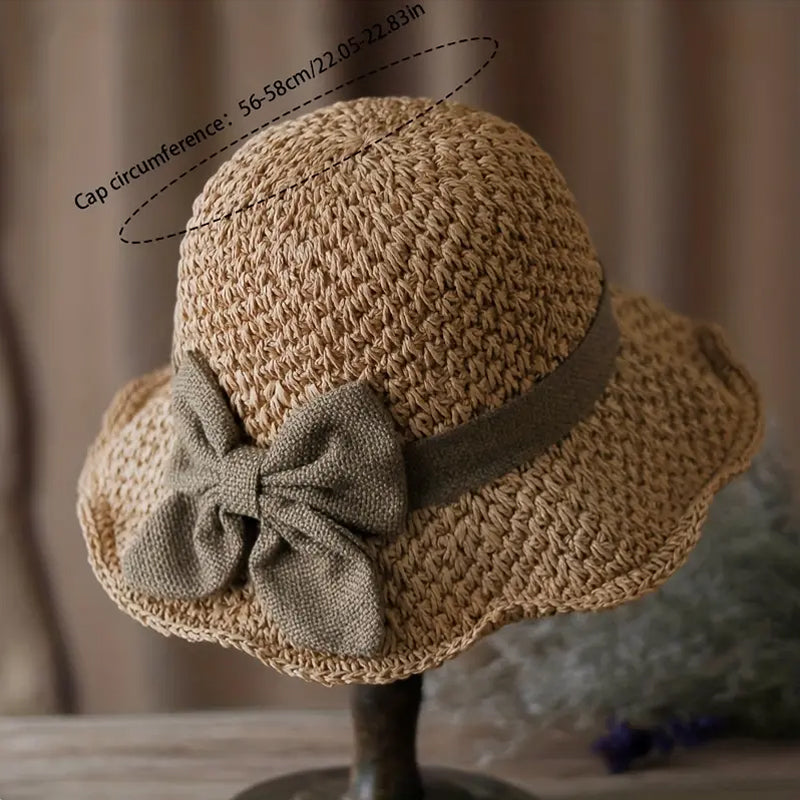 👒✨Eleganter Sonnenhut aus geflochtenem Stroh mit Schleife