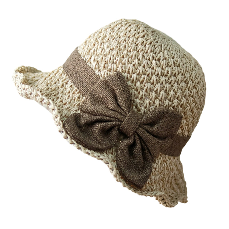 👒✨Eleganter Sonnenhut aus geflochtenem Stroh mit Schleife