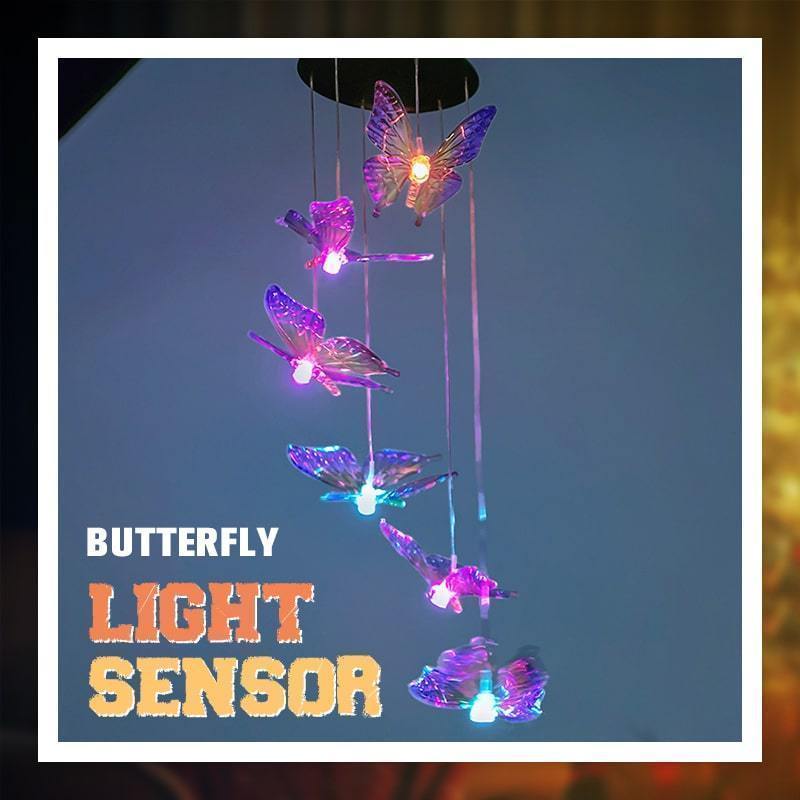 ✨Solar LED Windspiel mit Schmetterlingen – Farbwechselnd, Herzdesign für Garten und Balkon🦋🌈