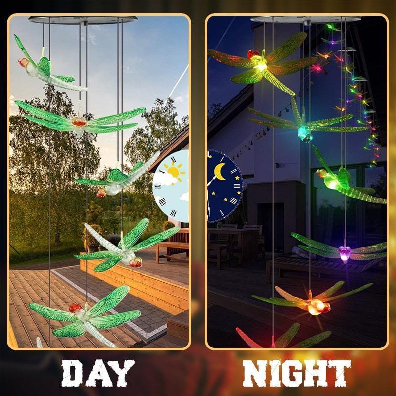 ✨Solar LED Windspiel mit Schmetterlingen – Farbwechselnd, Herzdesign für Garten und Balkon🦋🌈