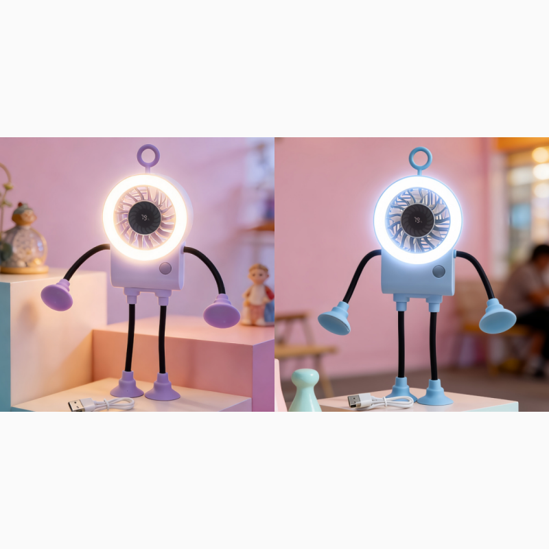 ✨Flexibler Tischventilator mit LED-Licht💨