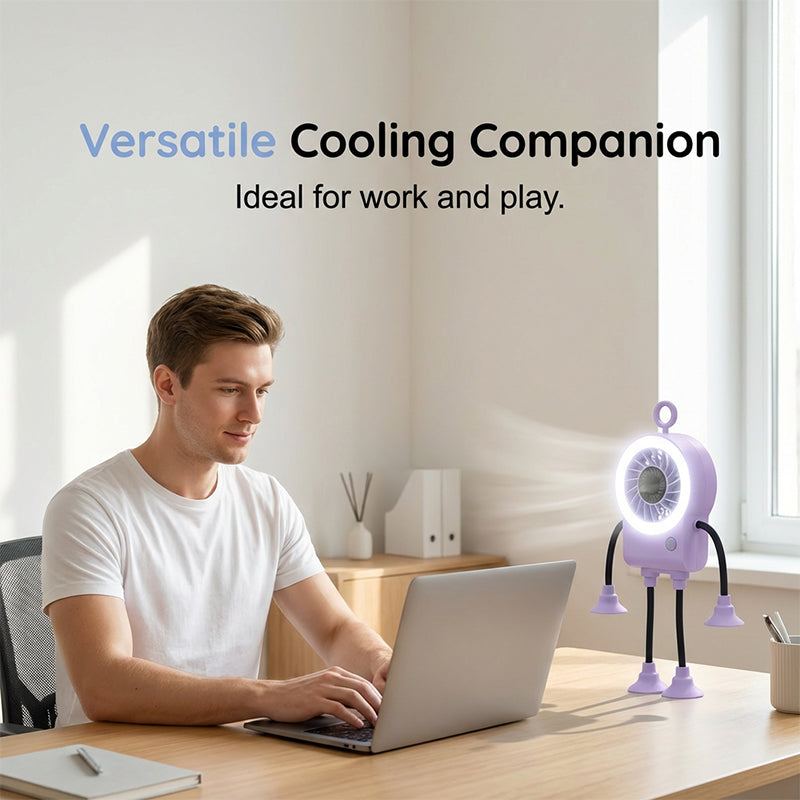 ✨Flexibler Tischventilator mit LED-Licht💨