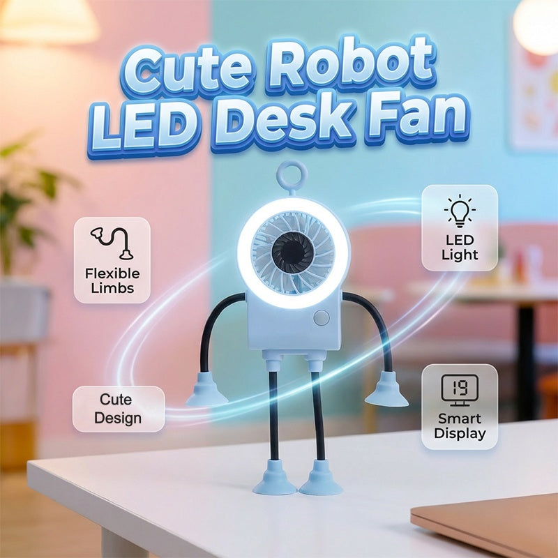 ✨Flexibler Tischventilator mit LED-Licht💨