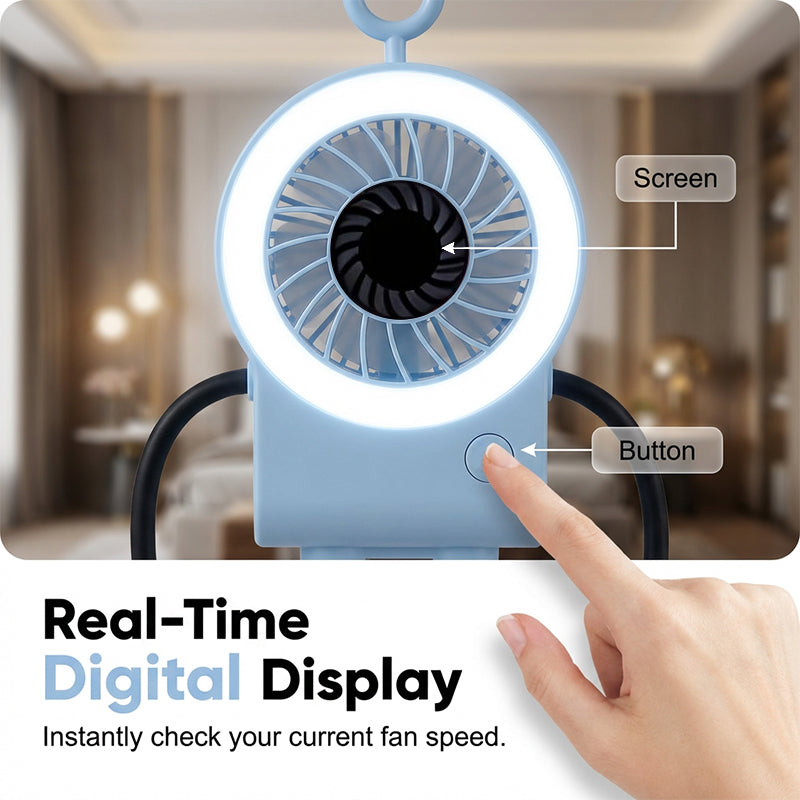 ✨Flexibler Tischventilator mit LED-Licht💨