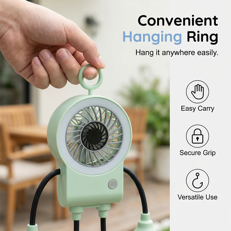 ✨Flexibler Tischventilator mit LED-Licht💨