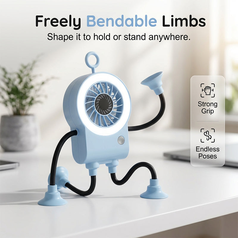 ✨Flexibler Tischventilator mit LED-Licht💨