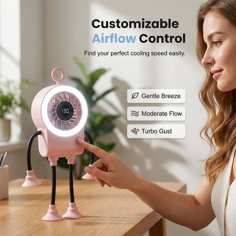 ✨Flexibler Tischventilator mit LED-Licht💨