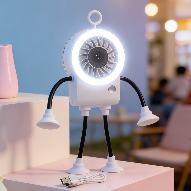 ✨Flexibler Tischventilator mit LED-Licht💨