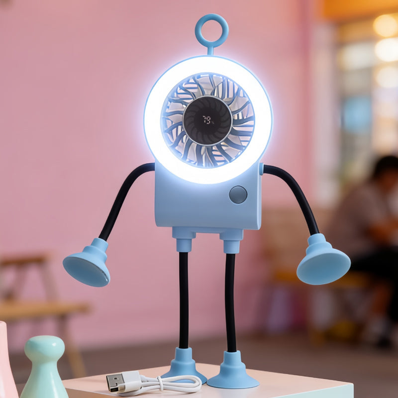 ✨Flexibler Tischventilator mit LED-Licht💨