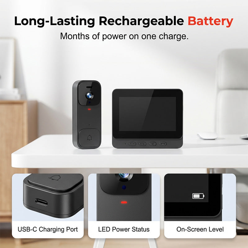 🚪📺 50% RABATT! Intelligente Video-Türklingel mit 4,3-Zoll-Display – WLAN, Nachtsicht & Zwei-Wege-Audio für maximale Sicherheit ✨