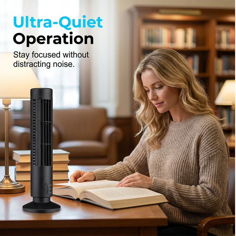 🌀 Tragbarer USB-Turmventilator mit 3 Geschwindigkeitsstufen – kompakt, leistungsstark & vielseitig – perfekt für Büro, Schlafzimmer & unterwegs
