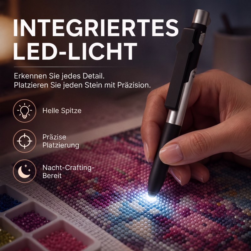 ❄️Sommerfrische 50 % Rabatt!💎🖊️ LED-Stift für Diamantkunst – 6 Helligkeiten, leuchtend, präzise – perfekte Platzierung jedes Steinchens! ✨