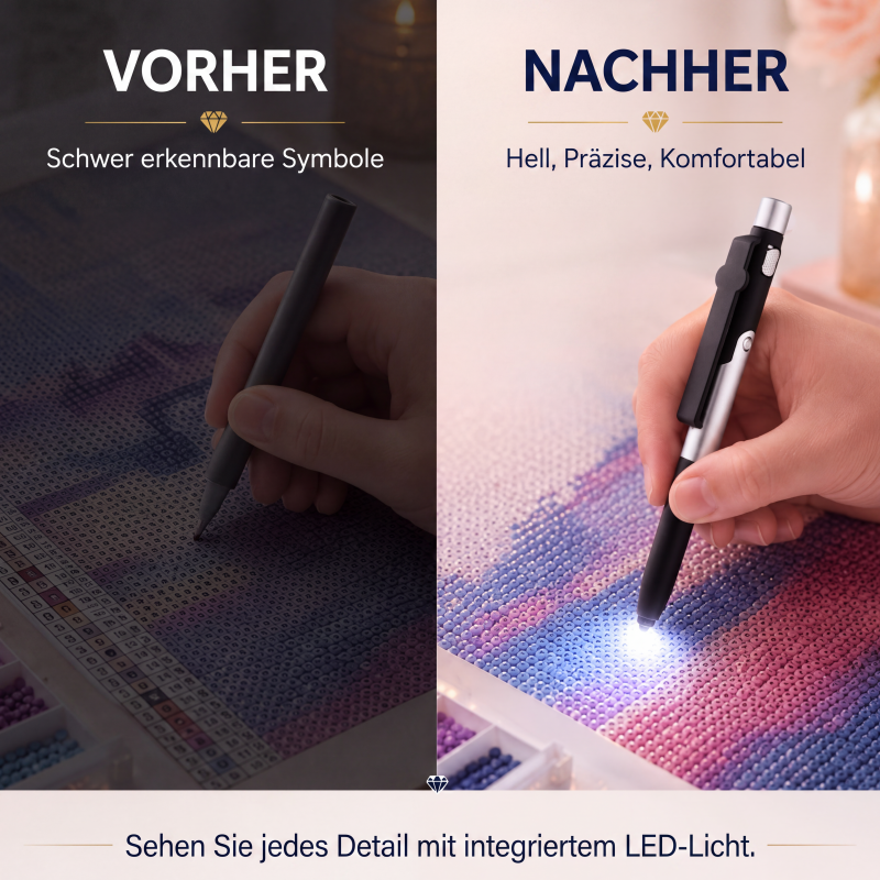 ❄️Sommerfrische 50 % Rabatt!💎🖊️ LED-Stift für Diamantkunst – 6 Helligkeiten, leuchtend, präzise – perfekte Platzierung jedes Steinchens! ✨