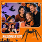 Behaarte Spinne mit großem Spinnennetz – Halloween-Dekoration für den Außenbereich