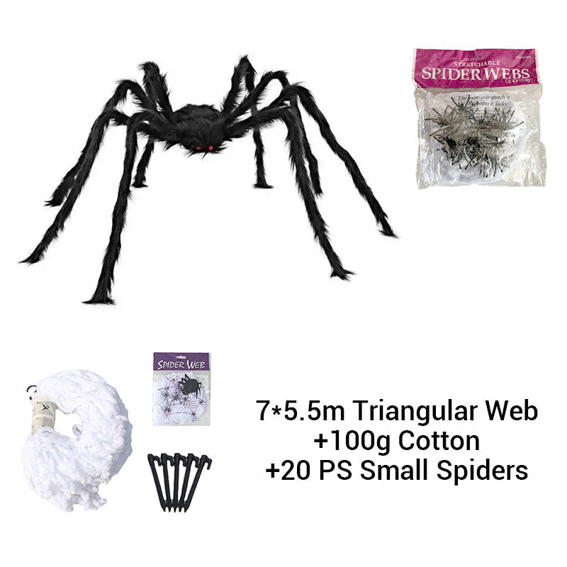 Behaarte Spinne mit großem Spinnennetz – Halloween-Dekoration für den Außenbereich