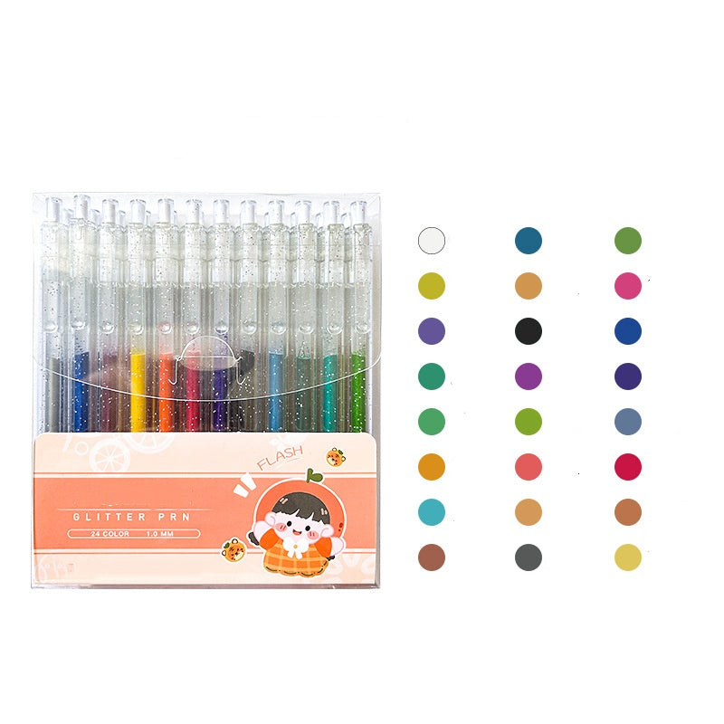 Set mit einziehbaren Glitzer-Gelstiften zum Tagebuchschreiben und Zeichnen