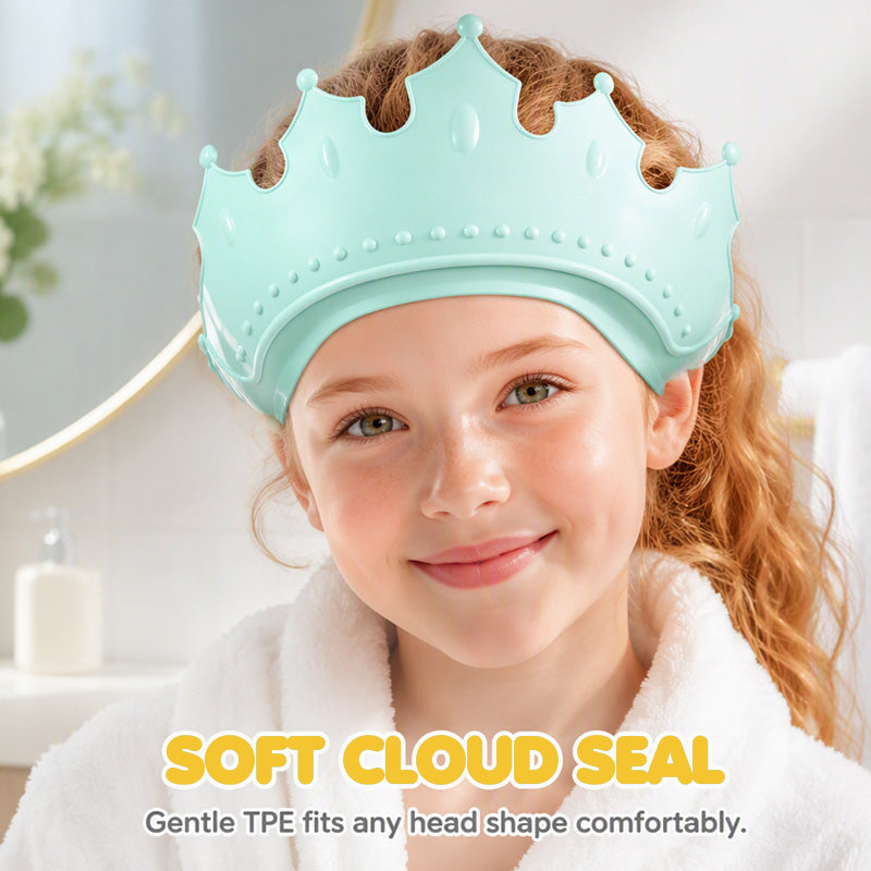 Verstellbare Baby-Duschhaube mit Krone – wasserdichte Badhaube für Kleinkinder