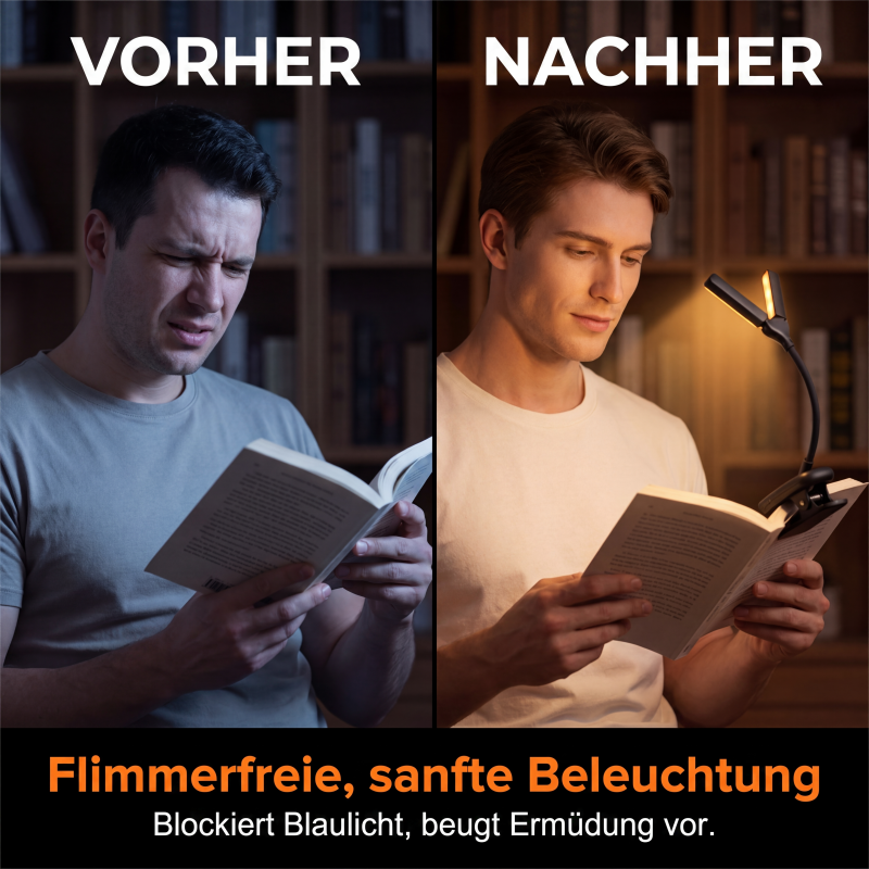 LED-Klemmleselampe mit 3 Farbtemperaturen