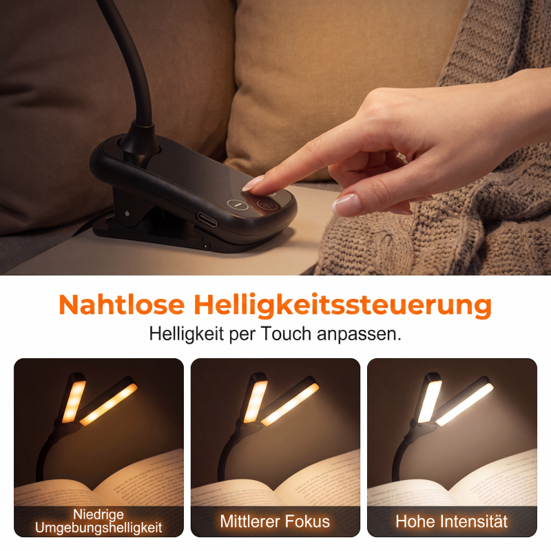 LED-Klemmleselampe mit 3 Farbtemperaturen