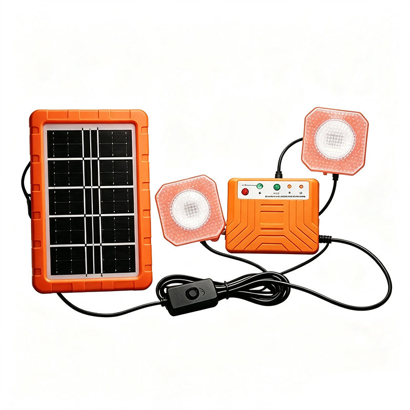 💥 50% Rabatt! ☀️ Tragbares Solarstromsystem – 4 W Panel, 2400 mAh Akku, Typ-C/USB/DC. Inkl. 2 LED-Leuchten. Wasserdicht, stoßfest. Für Camping & Notfälle 🛡️