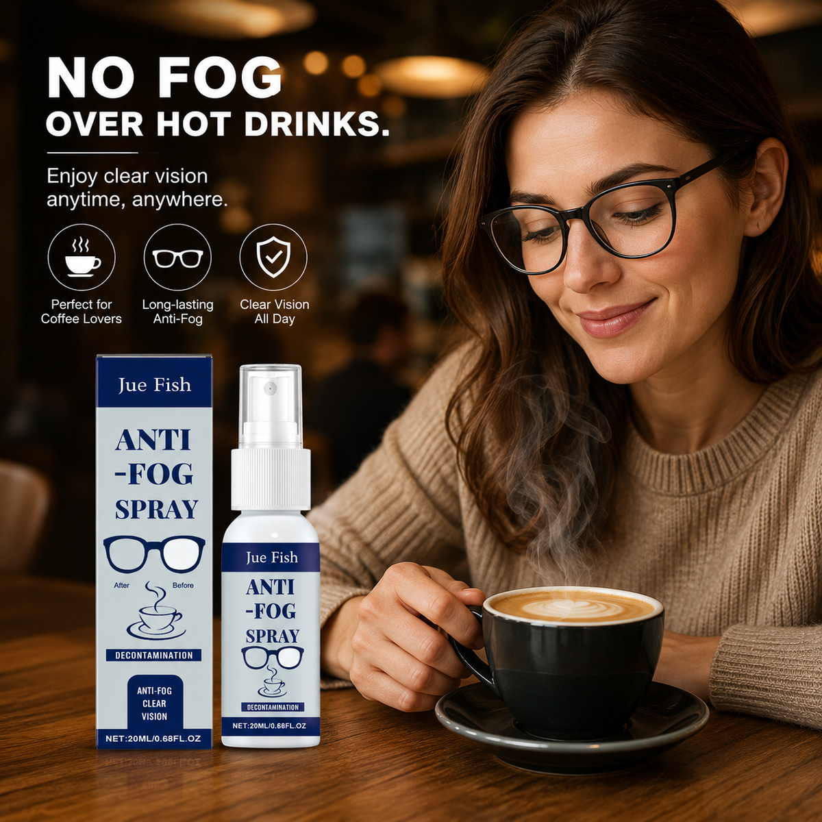 Multi-purpose anti-fog spray for lenses and glass