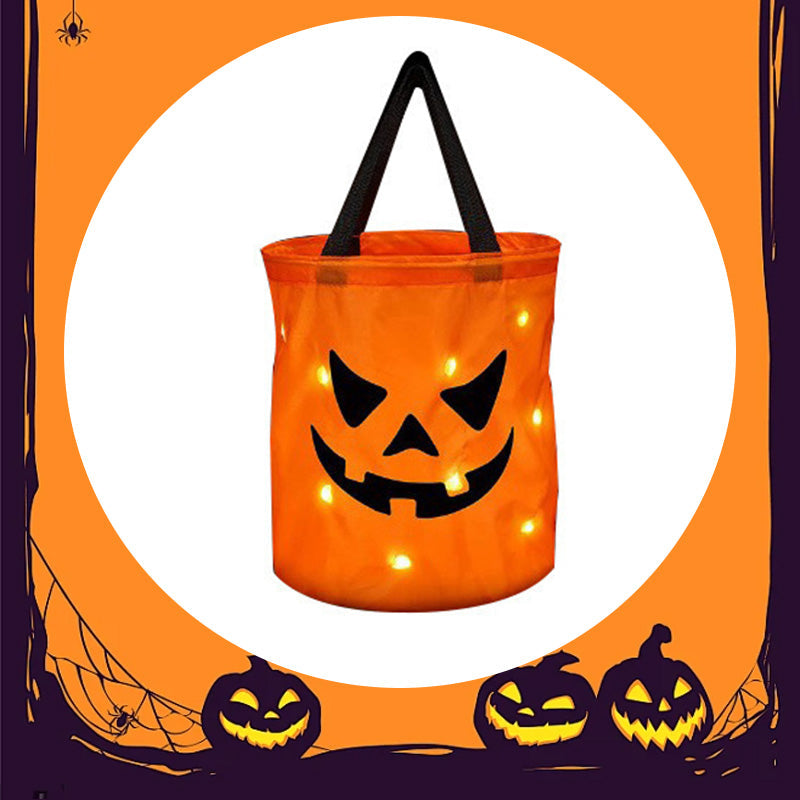 🔥🎁 2+1 GRATIS!!🥳🎃Halloween-Handtasche mit leuchtendem Kürbis-Süßigkeiten