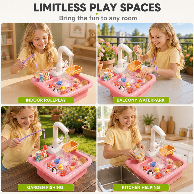 Kids Play Sink Toy with Running Water