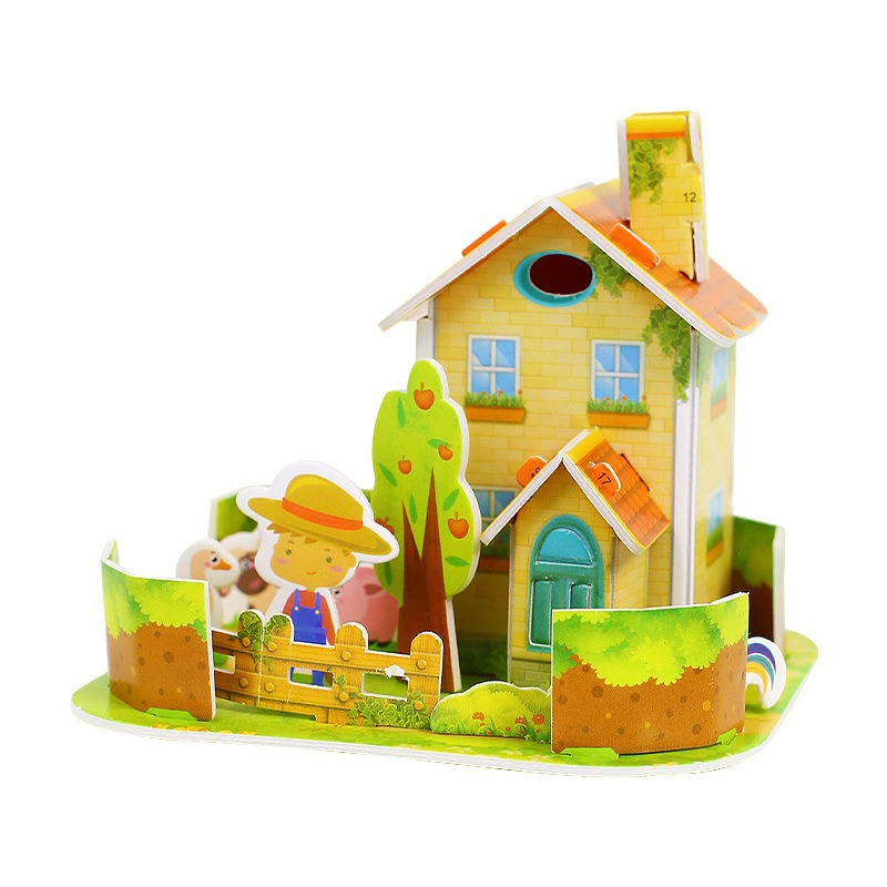 10 Stück 3D-Haus-Puzzles für Kinder