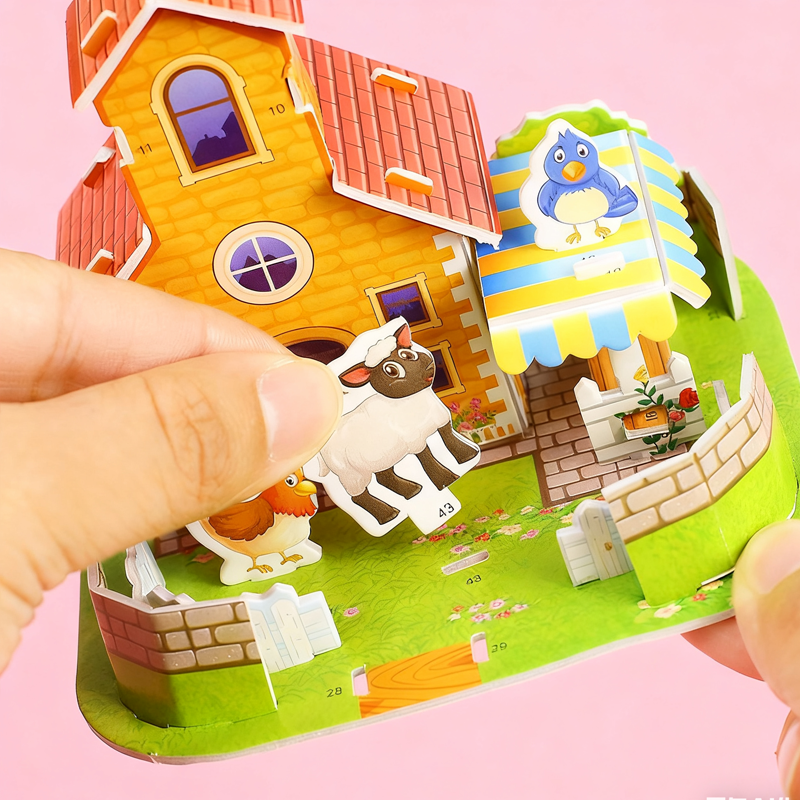 10 Stück 3D-Haus-Puzzles für Kinder