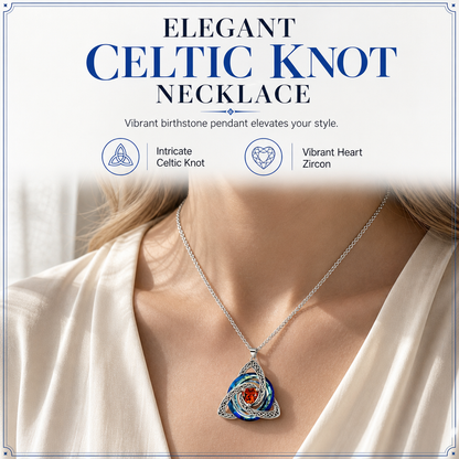 💜50% RABATT✨Keltische Knoten-Halskette mit Monatsstein und Herzanhänger, elegantes Geschenk für Frauen💫