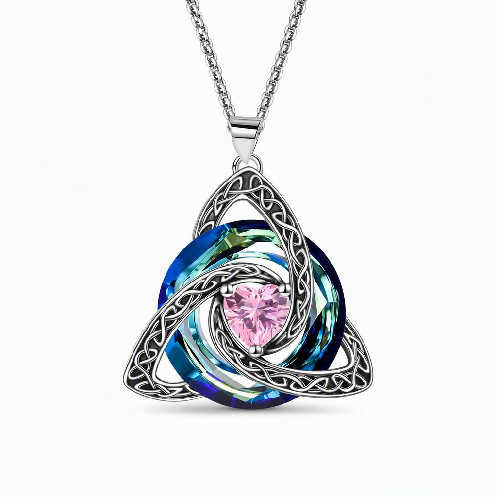 💜50% RABATT✨Keltische Knoten-Halskette mit Monatsstein und Herzanhänger, elegantes Geschenk für Frauen💫