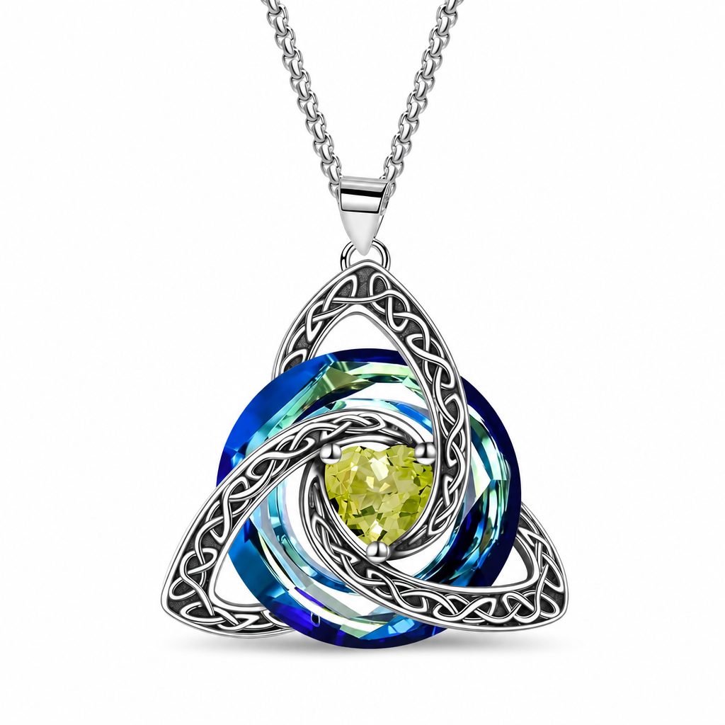 💜50% RABATT✨Keltische Knoten-Halskette mit Monatsstein und Herzanhänger, elegantes Geschenk für Frauen💫