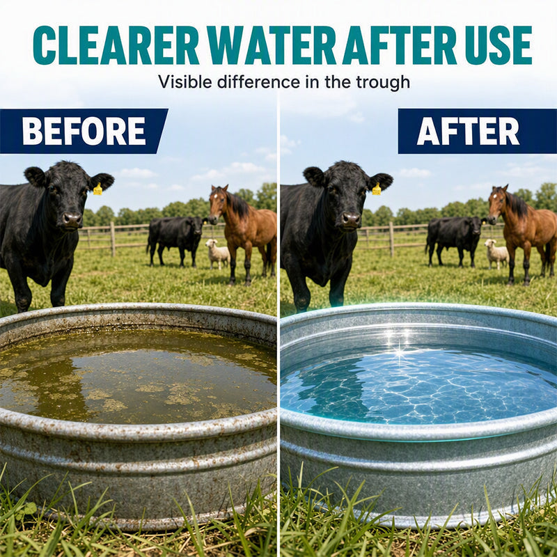 💧 Schnell lösliche Reinigungstabletten für Viehtränken und Wassertanks🐄