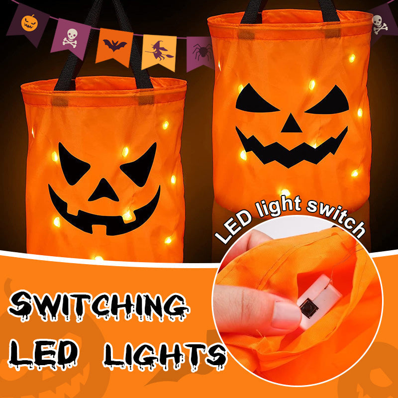 🔥🎁 2+1 GRATIS!!🥳🎃Halloween-Handtasche mit leuchtendem Kürbis-Süßigkeiten