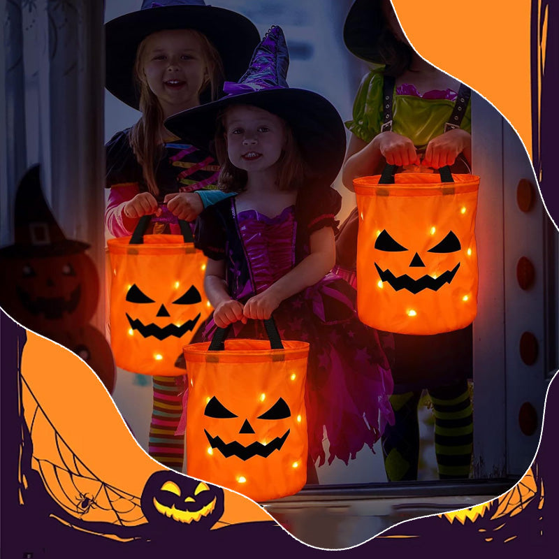 🔥🎁 2+1 GRATIS!!🥳🎃Halloween-Handtasche mit leuchtendem Kürbis-Süßigkeiten
