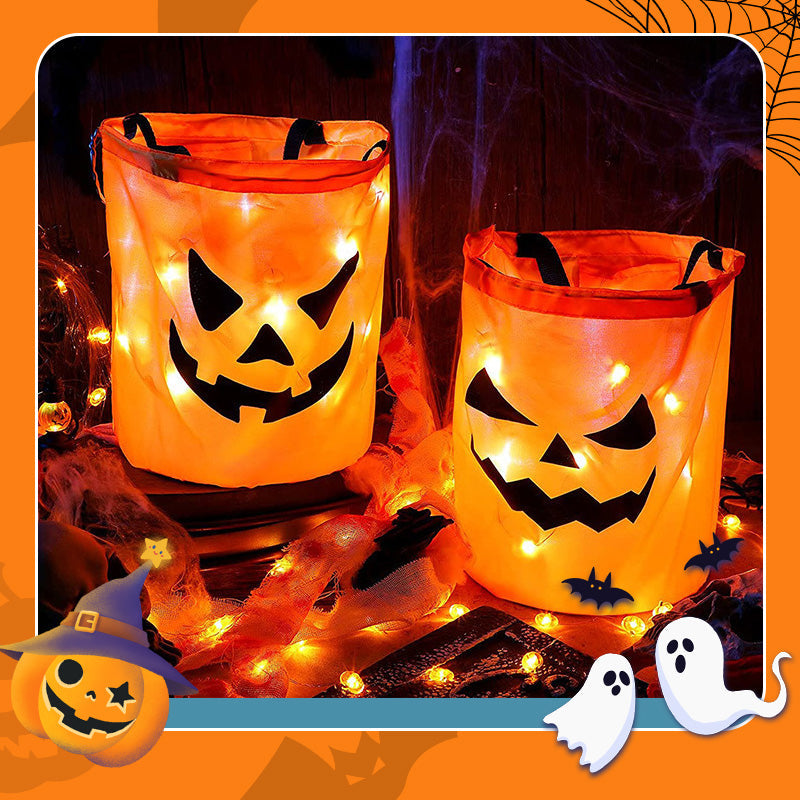 🔥🎁 2+1 GRATIS!!🥳🎃Halloween-Handtasche mit leuchtendem Kürbis-Süßigkeiten