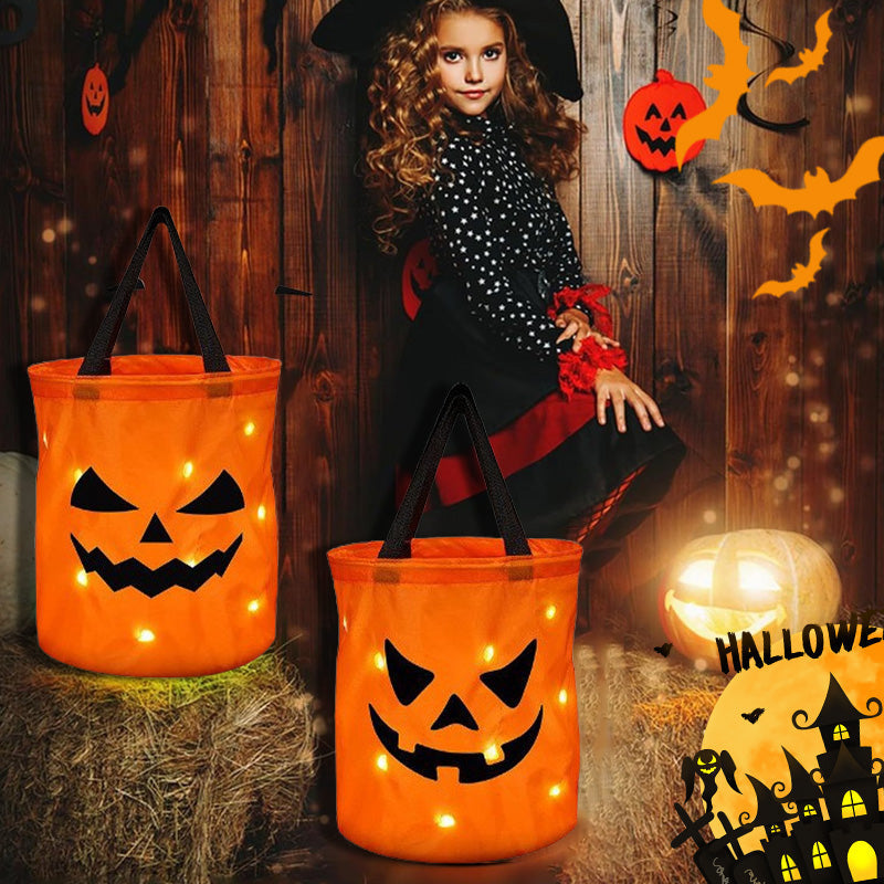🔥🎁 2+1 GRATIS!!🥳🎃Halloween-Handtasche mit leuchtendem Kürbis-Süßigkeiten